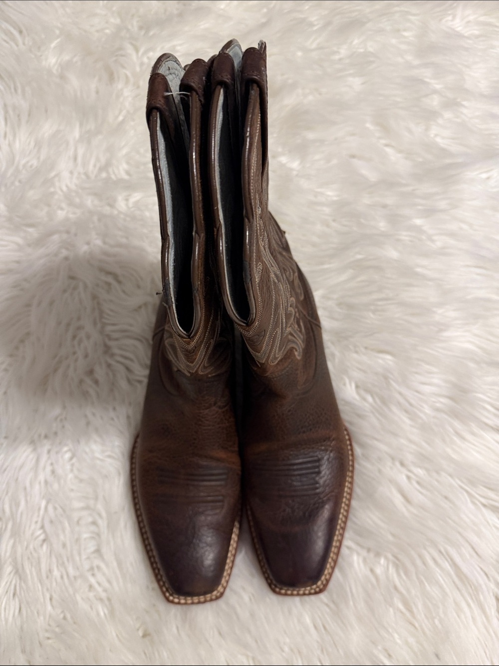 Ariat Brown Leather Western Boot Interior Detail size 8.5 BNWOT - Picture 9 of 12